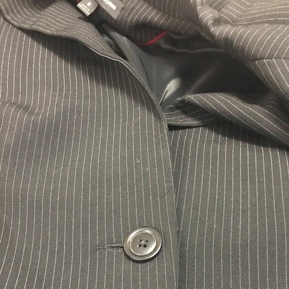 Express Design Studio Vintage Black Pinstriped Collared Jacket 6 - Picture 7 of 9